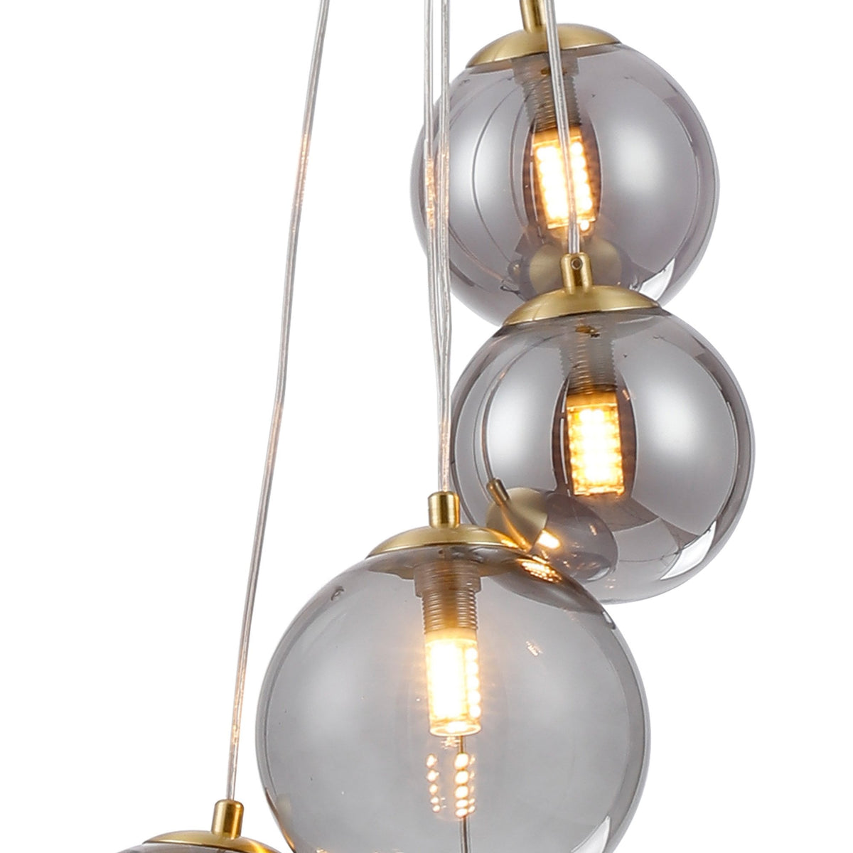 Shute 5lt Pendant in Satin Gold & Smoked Plated Glass