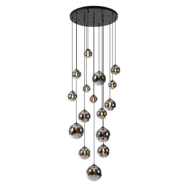 Shute 16lt Pendant in Satin Black & Chrome Plated Glass
