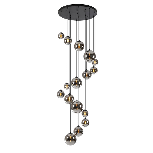 Shute 16lt Pendant in Satin Black & Chrome Plated Glass