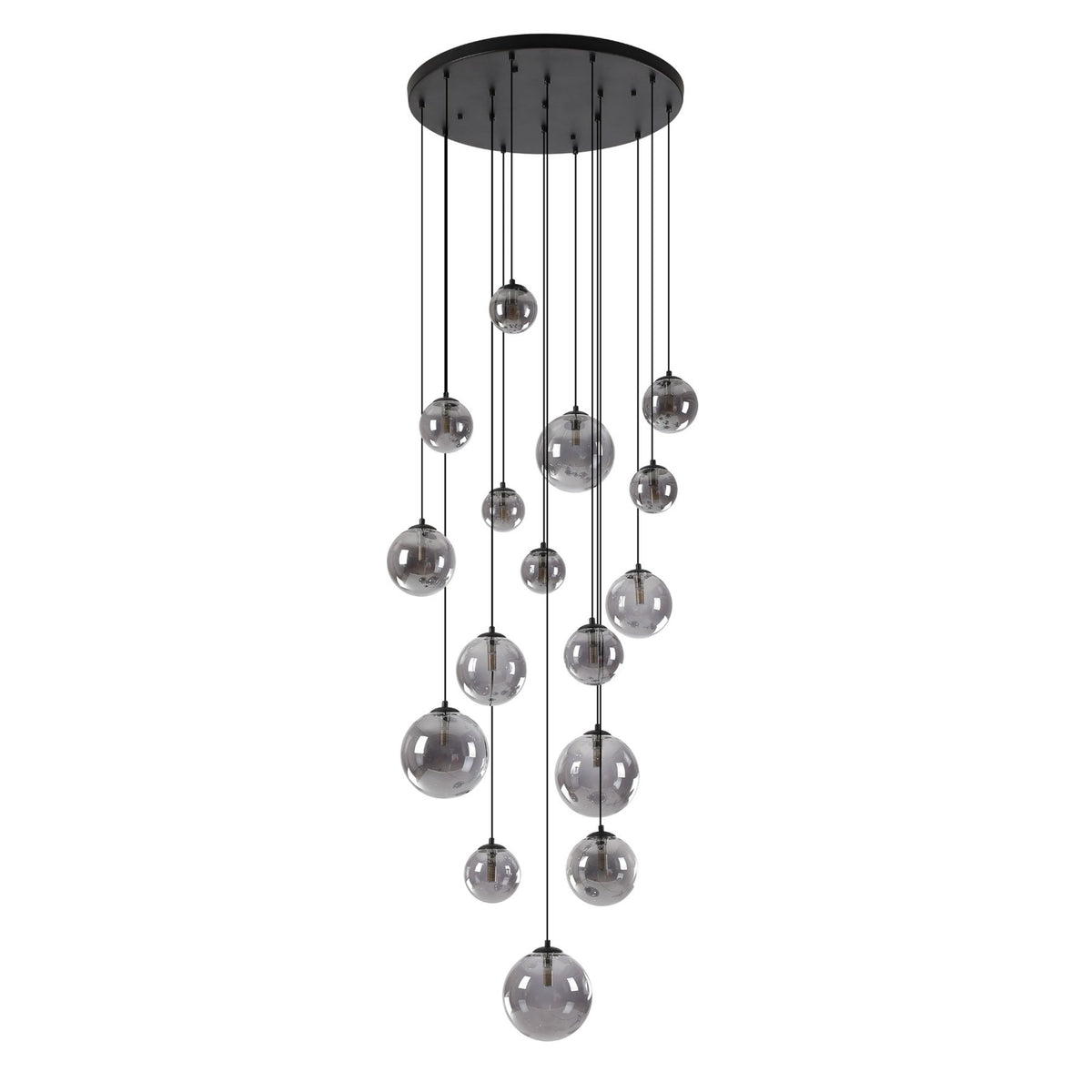 Shute 16lt Pendant in Satin Black & Smoked Plated Glass