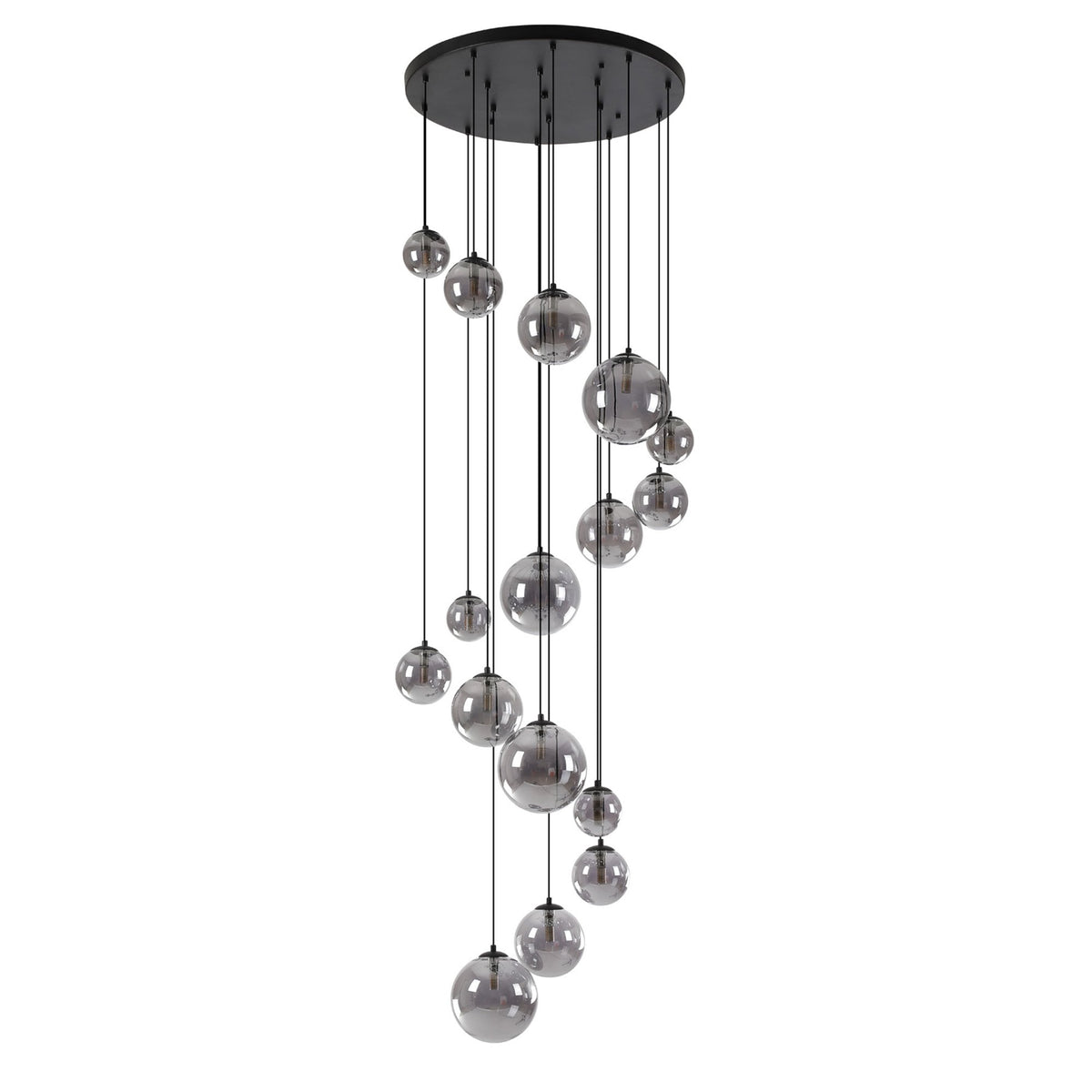 Shute 16lt Pendant in Satin Black & Smoked Plated Glass