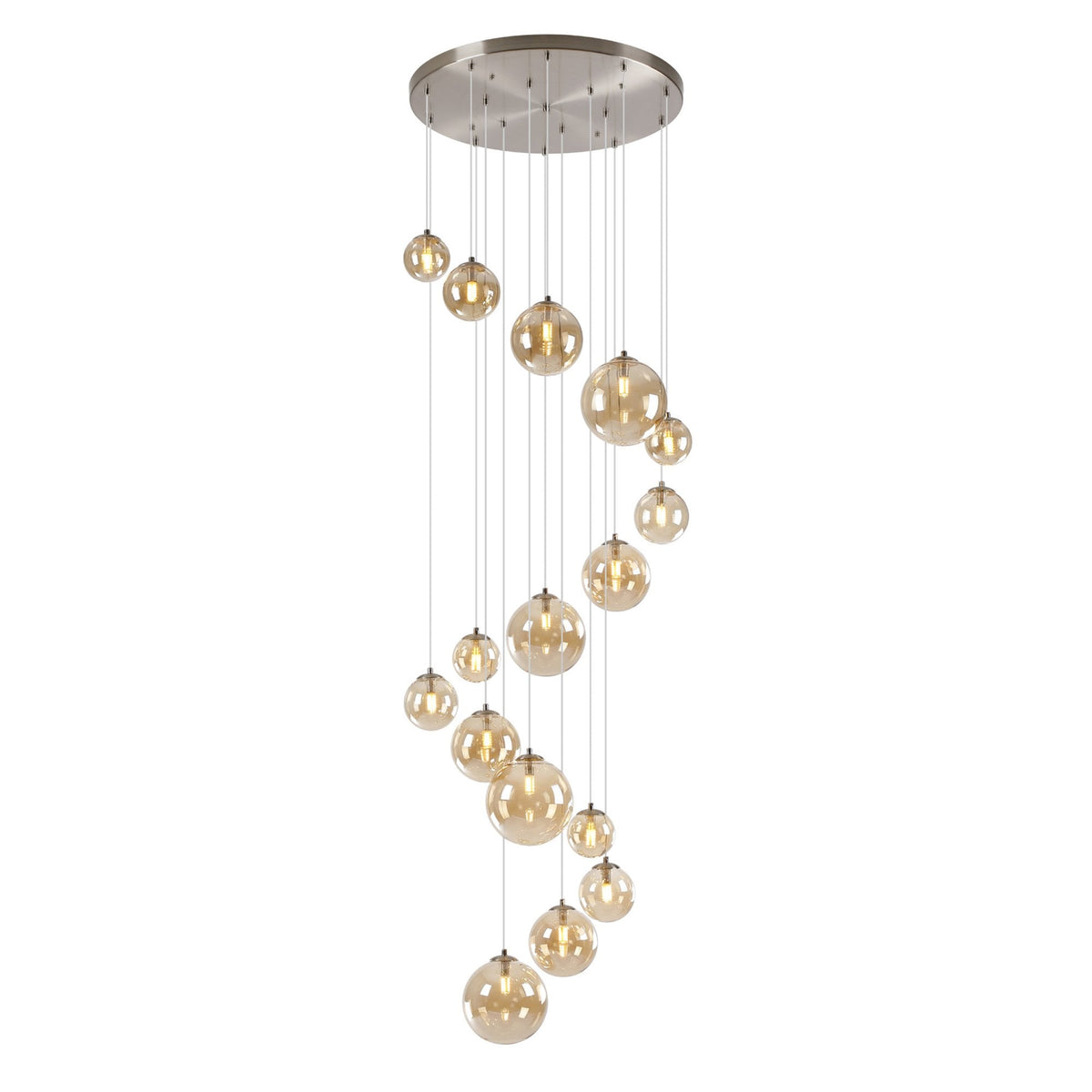 Shute 16lt Pendant Satin Nickel & Amber Plated Glass