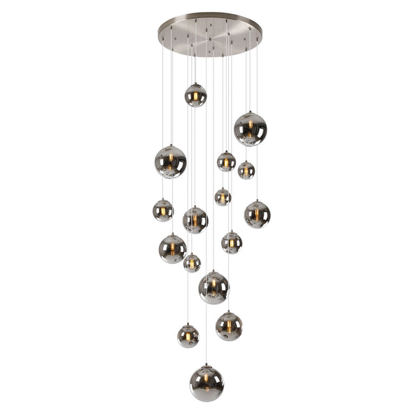 Shute 16lt Pendant in Satin Nickel & Chrome Plated Glass