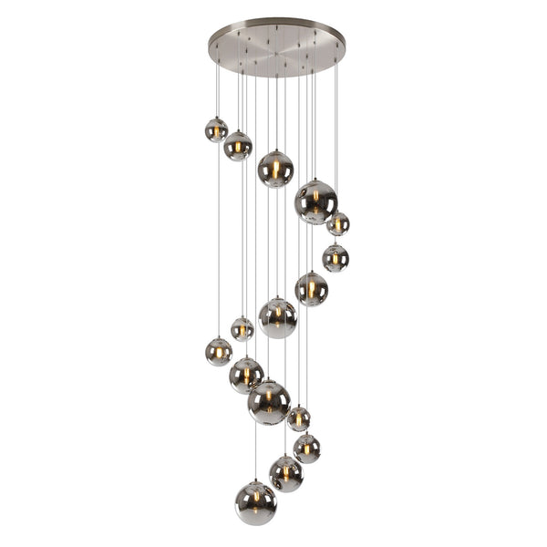 Shute 16lt Pendant in Satin Nickel & Chrome Plated Glass