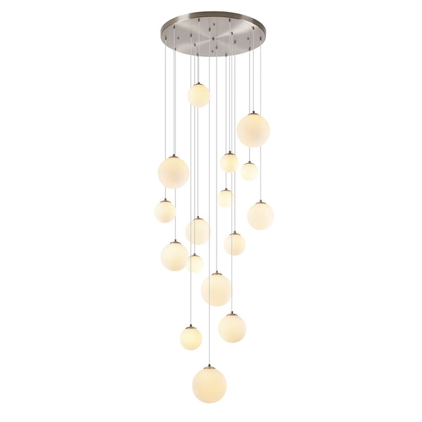 Shute 16lt Pendant in Satin Nickel & Opal Glass