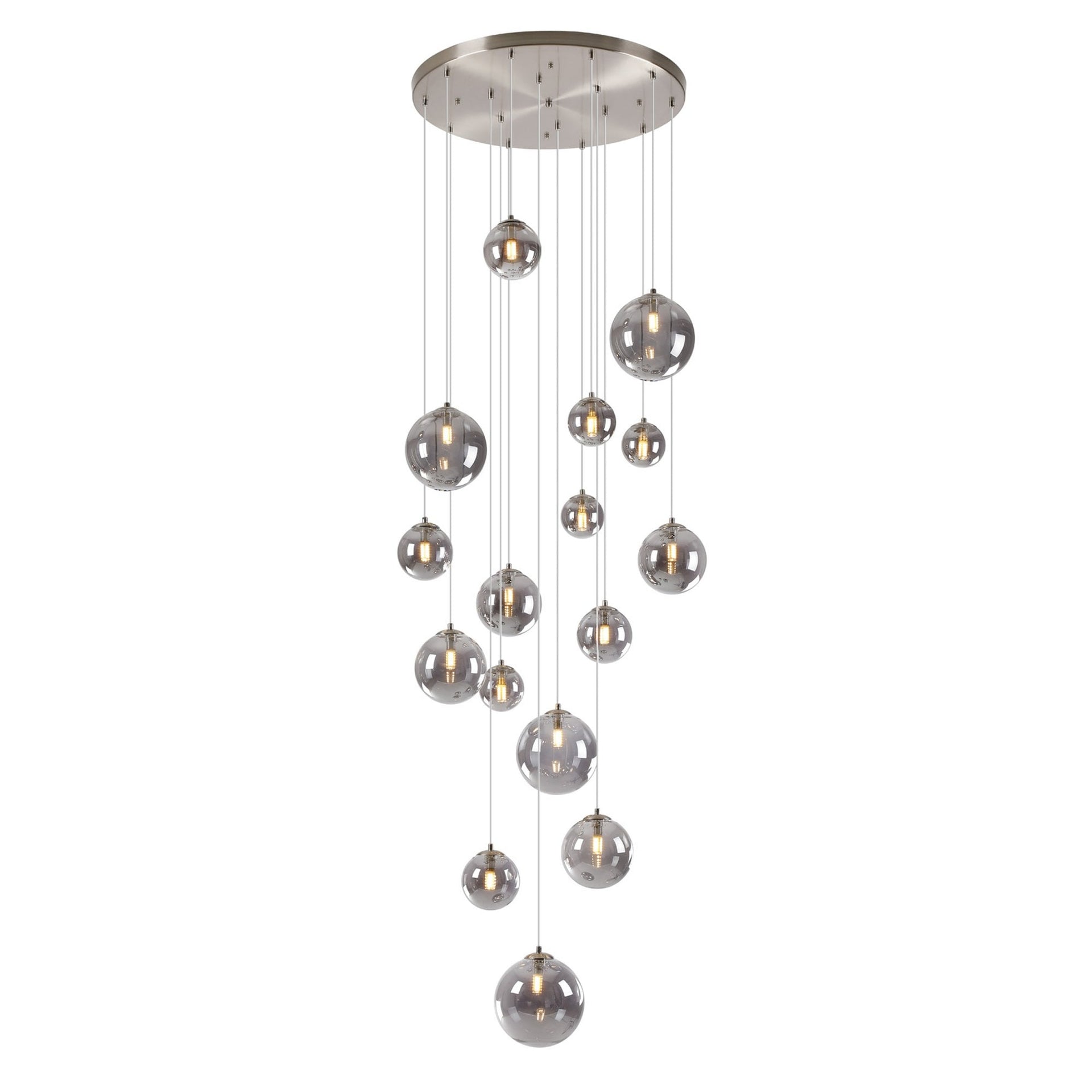 Shute 16lt Pendant Satin Nickel & Smoked Plated Glass