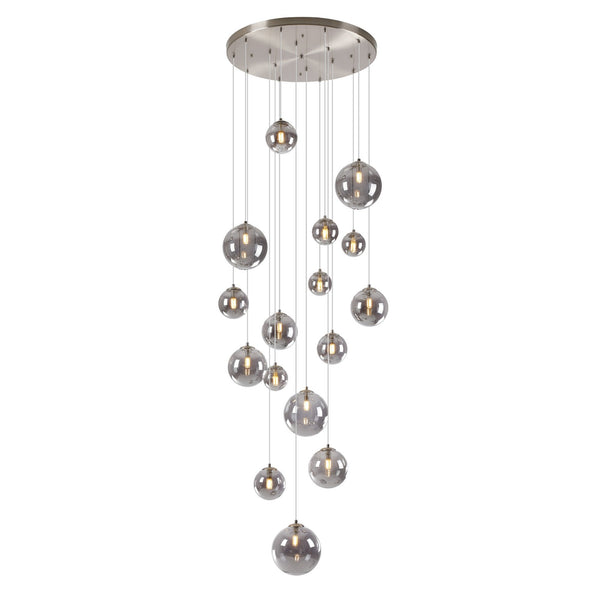 Shute 16lt Pendant in Satin Nickel & Smoked Plated Glass