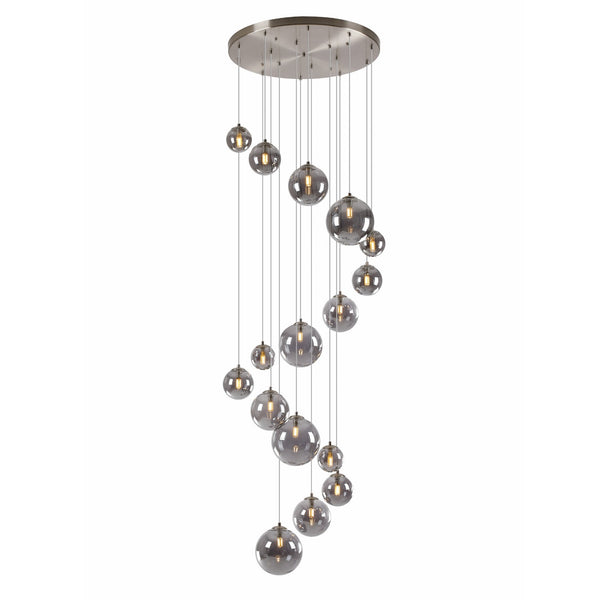 Shute 16lt Pendant in Satin Nickel & Smoked Plated Glass