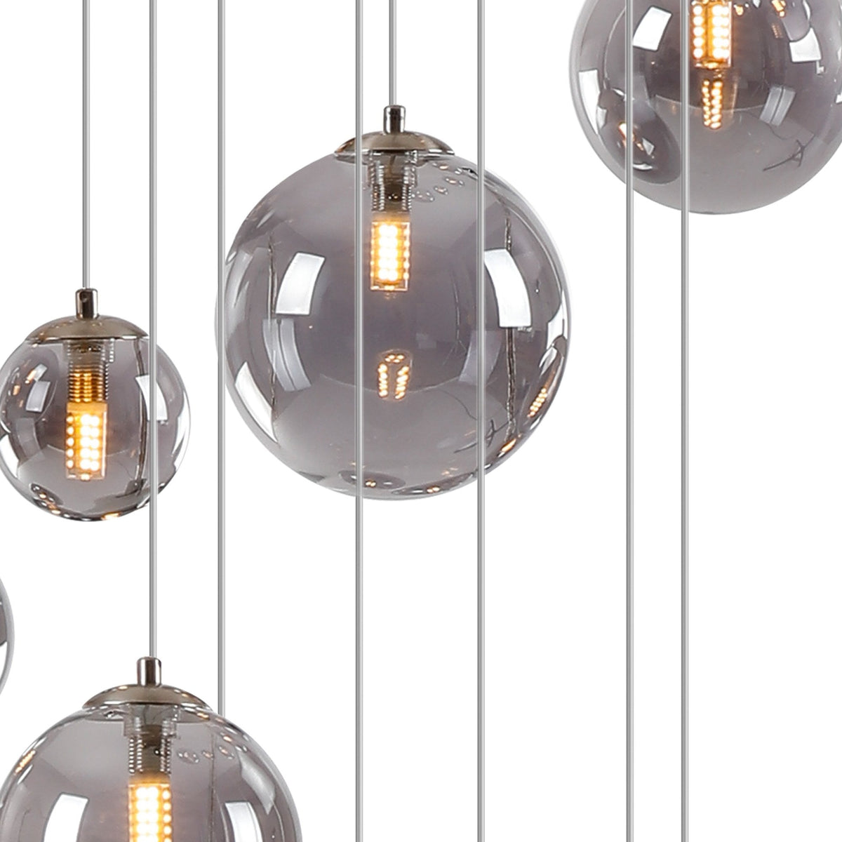 Shute 16lt Pendant in Satin Nickel & Smoked Plated Glass