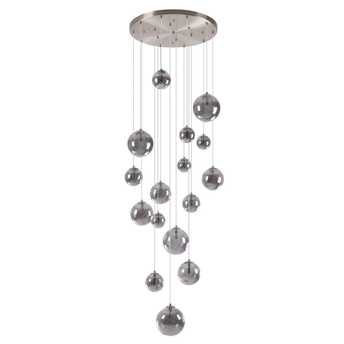 Shute 16lt Pendant in Satin Nickel & Smoked Plated Glass