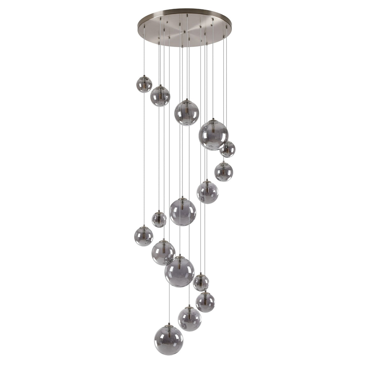 Shute 16lt Pendant in Satin Nickel & Smoked Plated Glass