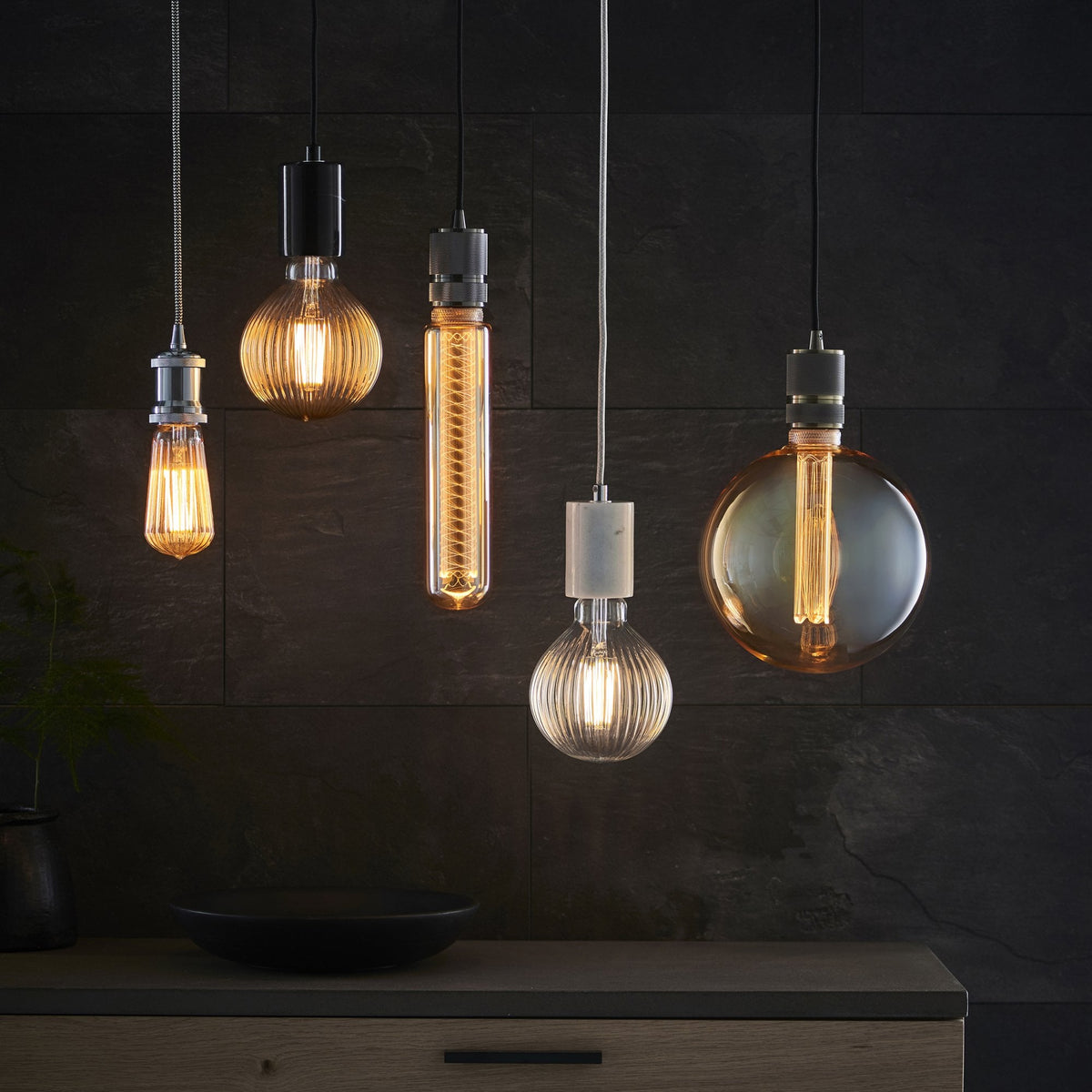 E27 Etched Filament Tube Extra Warm White Amber 200mm LED Globe 2.8W 1800K 120lm