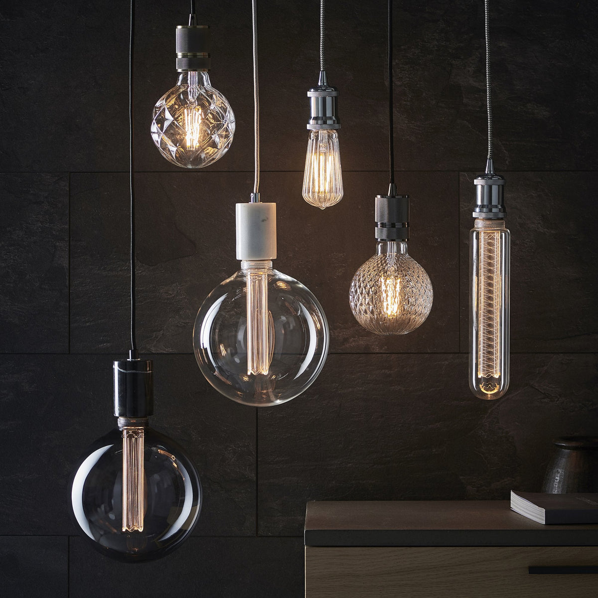 E27 Etched Filament Tube Extra Warm White Smoked 200mm LED Globe 2.8W 2000K 120lm