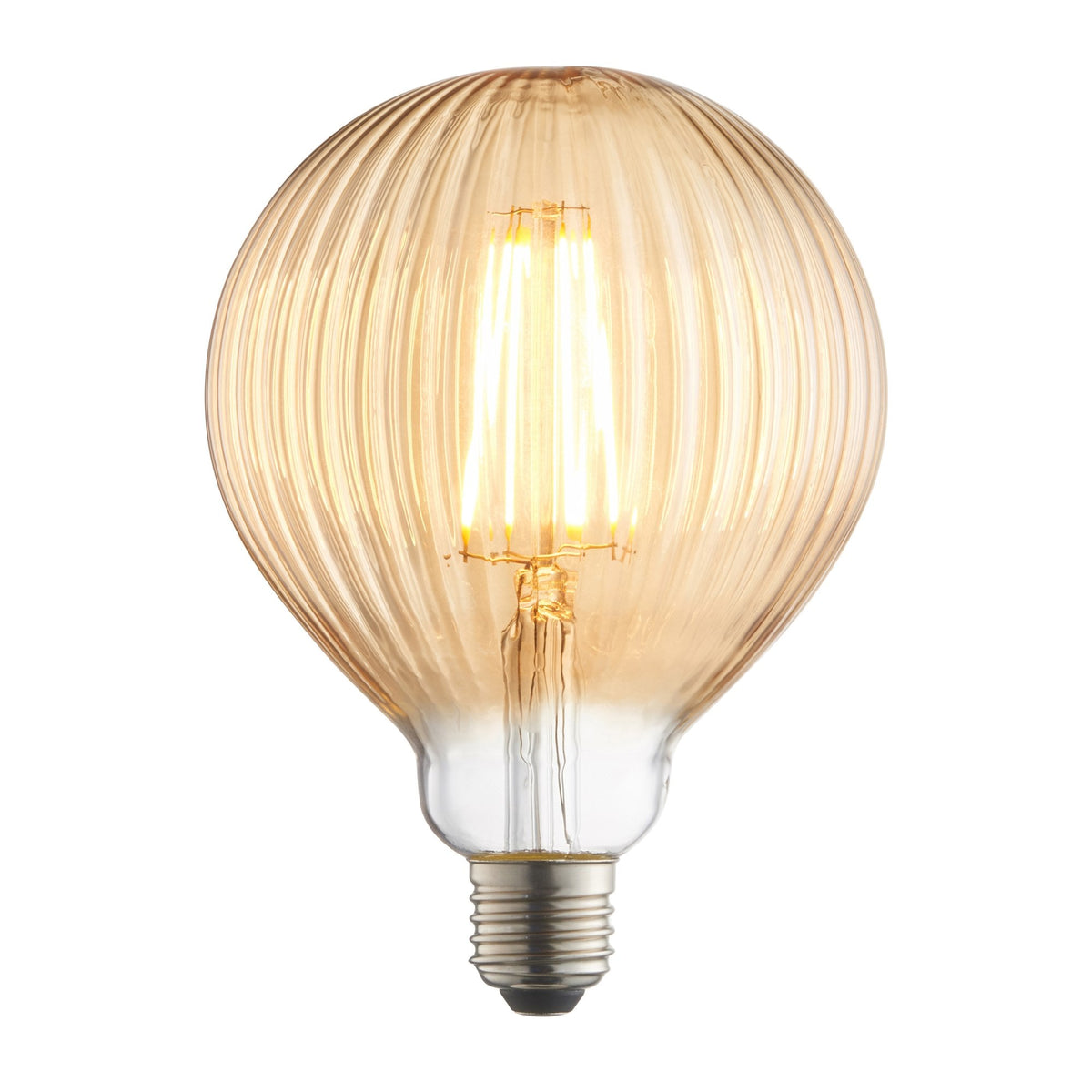 E27 Extra Warm White Ribbed Amber LED Globe 4W 2000K 400lm