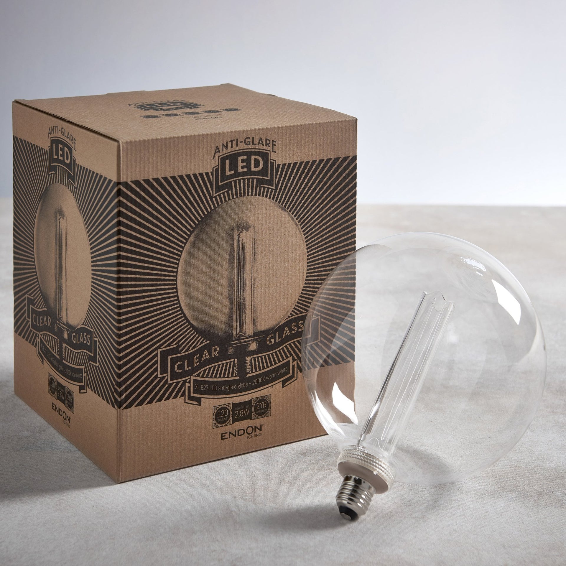 E27 Etched Filament Tube Extra Warm 200mm LED Globe 2.8W 2000K 120lm