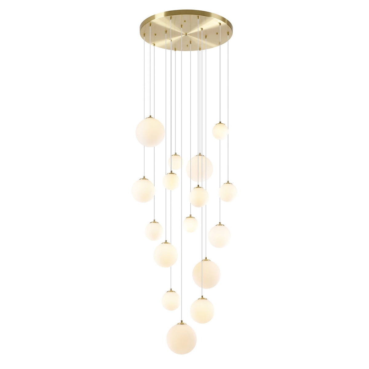 Shute 16lt Pendant in Satin Gold & Opal Glass