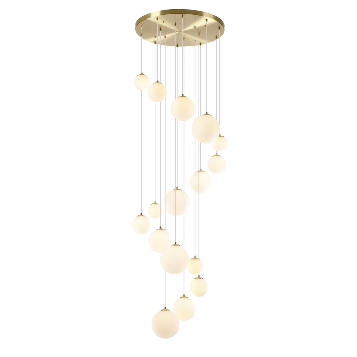 Shute 16lt Pendant in Satin Gold & Opal Glass