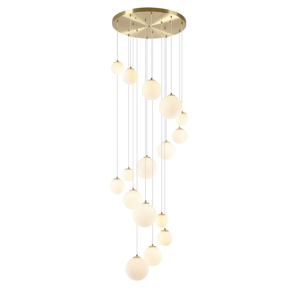 Shute 16lt Pendant in Satin Gold & Opal Glass