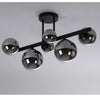 Shute 6lt Semi Flush Ceiling Light in Satin Black & Chrome Plated Glass