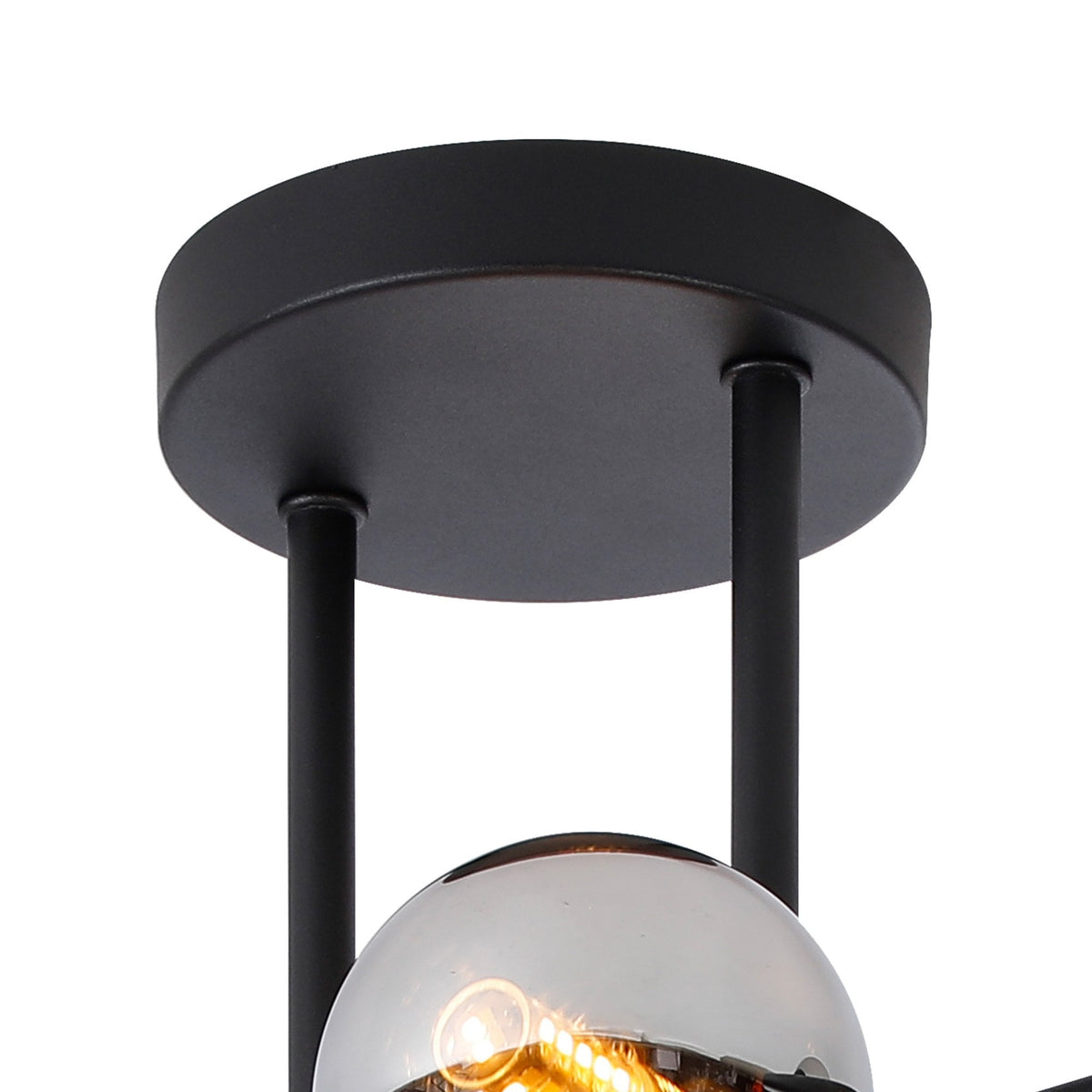 Shute 6lt Semi Flush Ceiling Light in Satin Black & Chrome Plated Glass