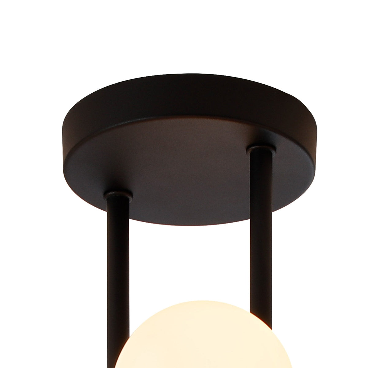 Shute 6lt Semi Flush Ceiling Light in Satin Black & Opal Glass