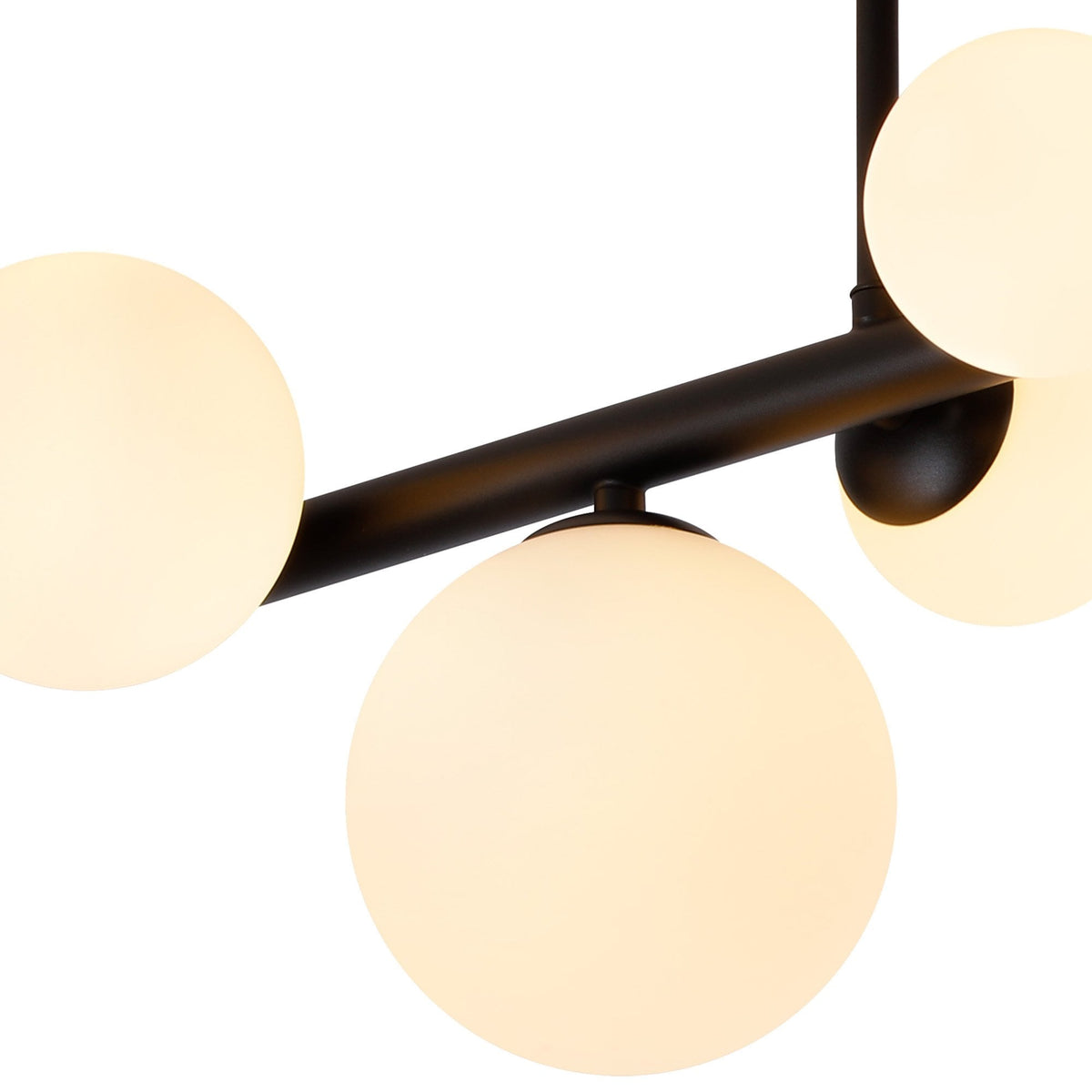 Shute 6lt Semi Flush Ceiling Light in Satin Black & Opal Glass