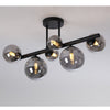 Shute 6lt Semi Flush Ceiling Light in Satin Black & Smoked Plated Glass