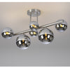 Shute 6lt Semi Flush Ceiling Light in Satin Nickel & Chrome Plated Glass