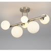 Shute 6lt Semi Flush Ceiling Light in Satin Nickel & Opal Glass