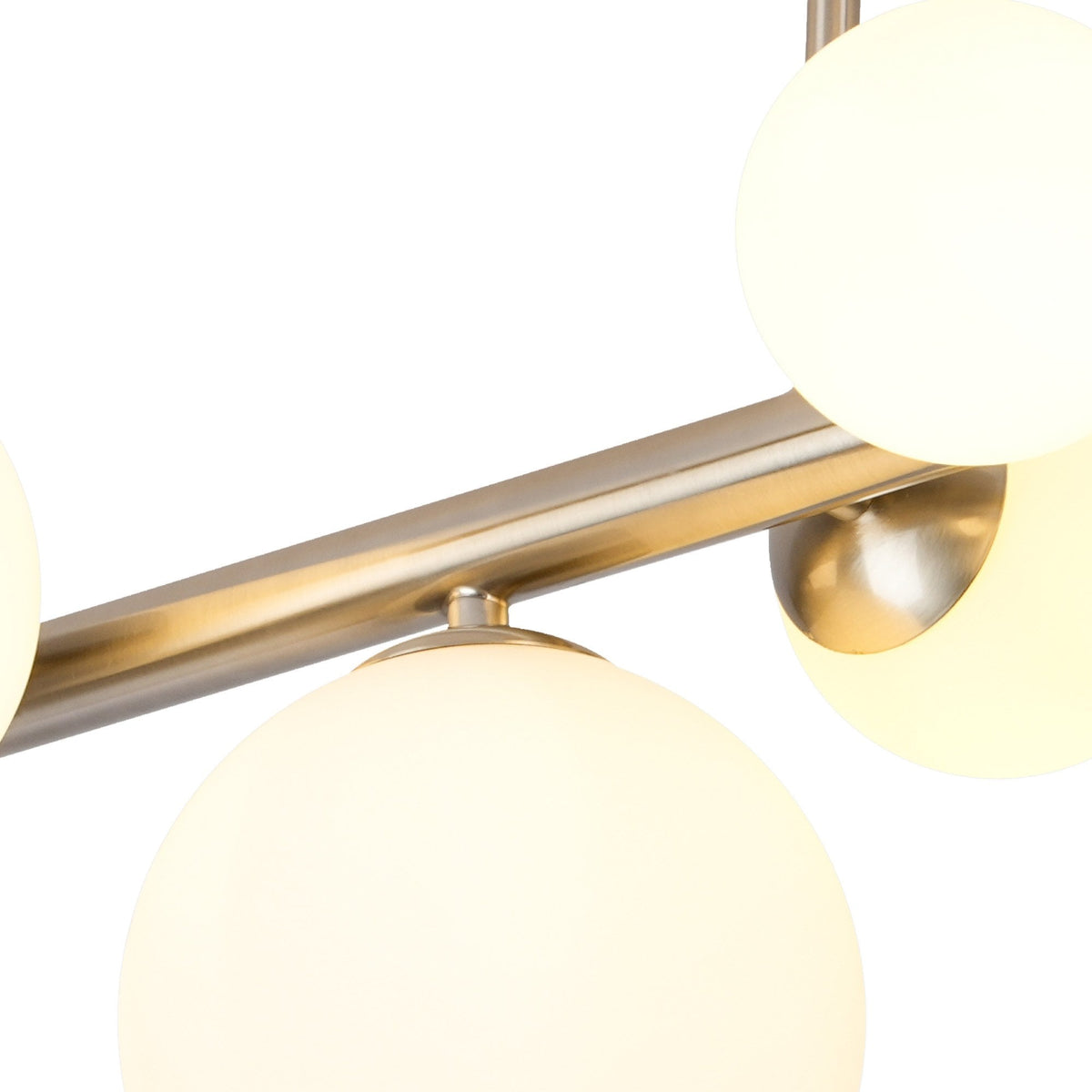 Shute 6lt Semi Flush Ceiling Light in Satin Nickel & Opal Glass