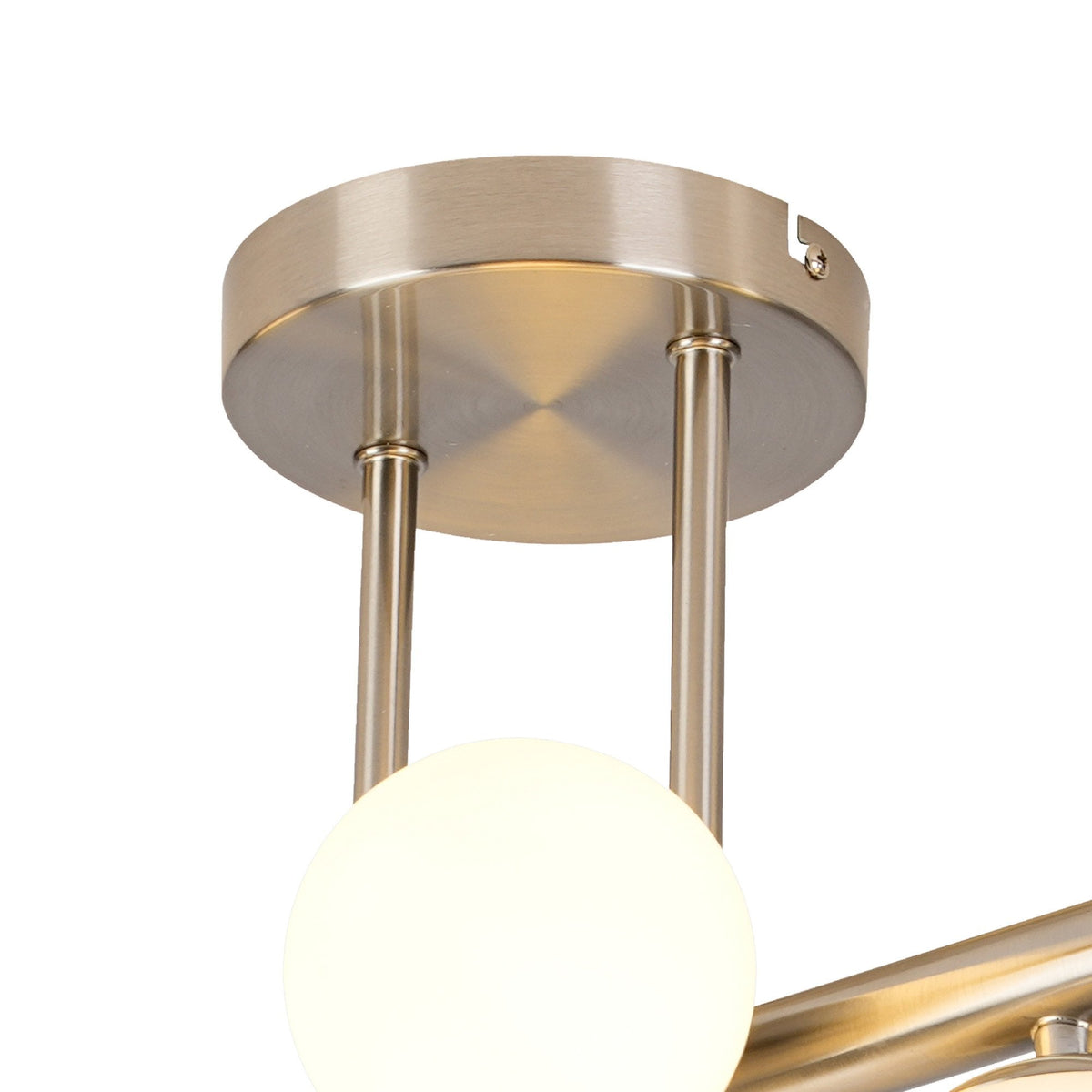 Shute 6lt Semi Flush Ceiling Light in Satin Nickel & Opal Glass