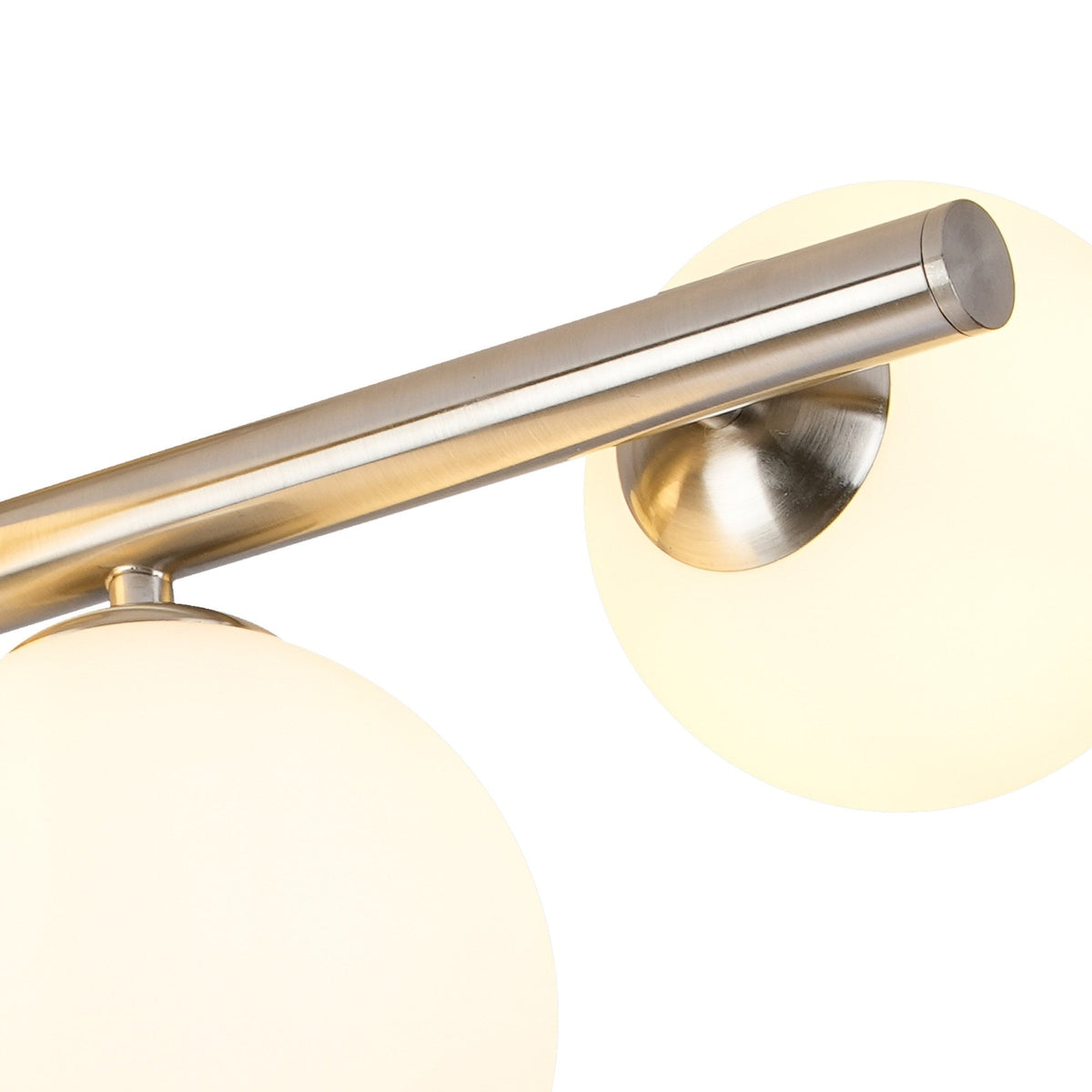 Shute 6lt Semi Flush Ceiling Light in Satin Nickel & Opal Glass