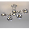 Shute 6lt Semi Flush Ceiling Light in Satin Nickel & Smoked Plated Glass