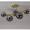 Shute 6lt Semi Flush Ceiling Light in Satin Gold & Chrome Plated Glass