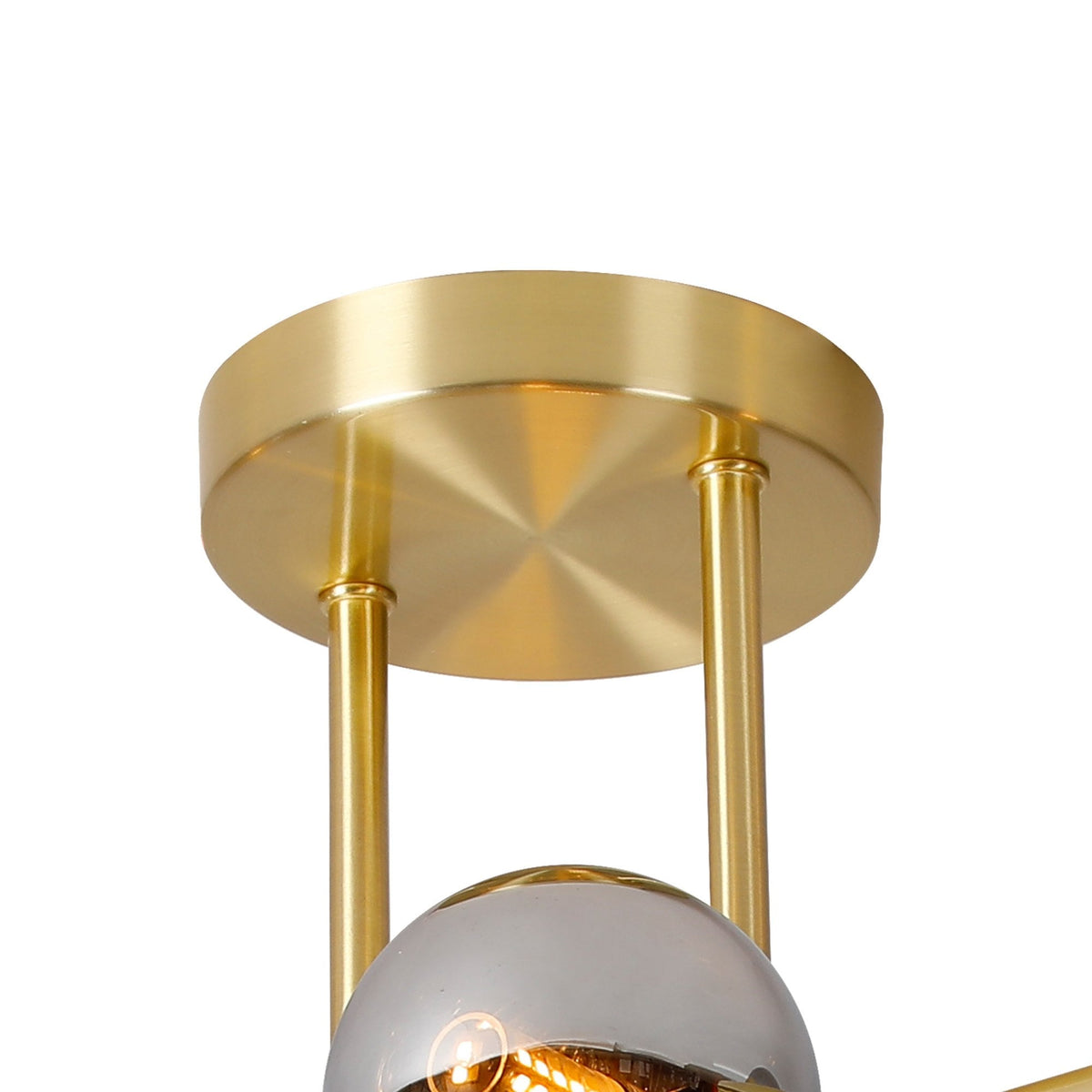 Shute 6lt Semi Flush Ceiling Light in Satin Gold & Chrome Plated Glass