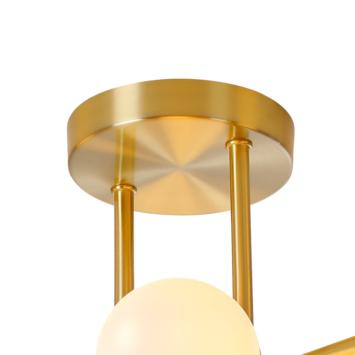 Shute 6lt Semi Flush Ceiling Light in Satin Gold & Opal Glass