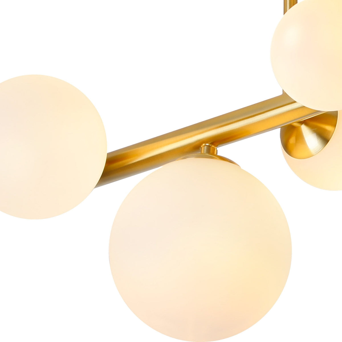 Shute 6lt Semi Flush Ceiling Light in Satin Gold & Opal Glass