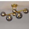 Shute 6lt Semi Flush Ceiling Light in Satin Gold & Smoked Plated Glass