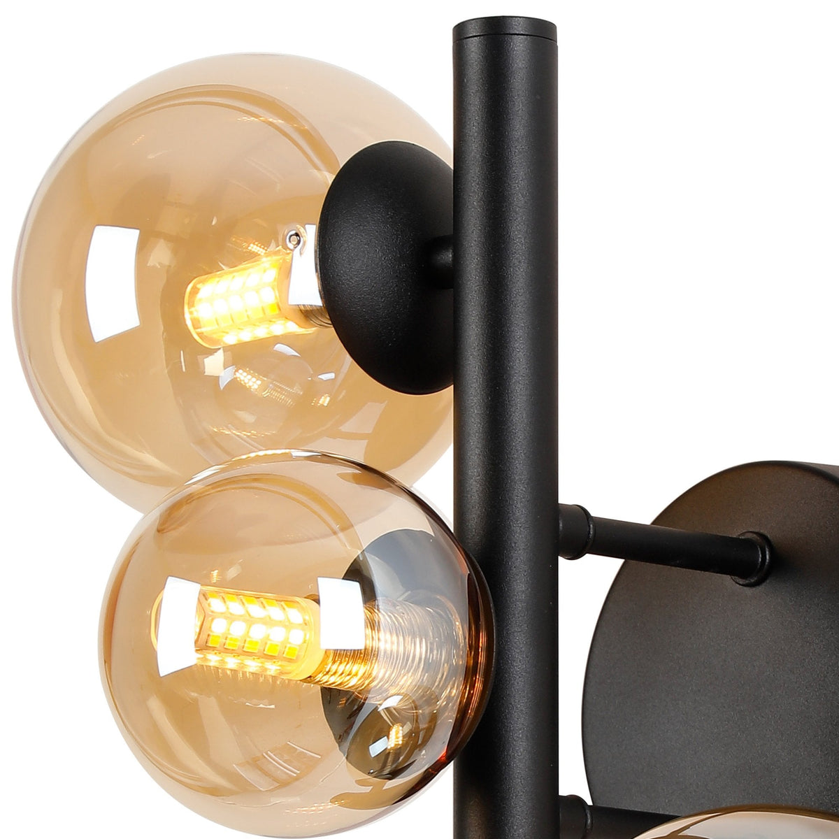 Shute 3lt Wall Light in Satin Black & Amber Plated Glass