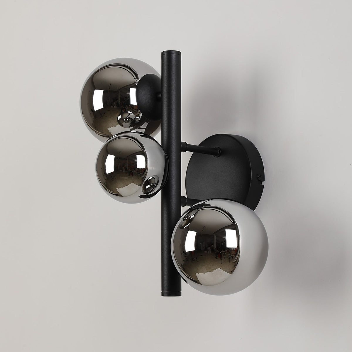 Shute 3lt Wall Light in Satin Black & Chrome Plated Glass