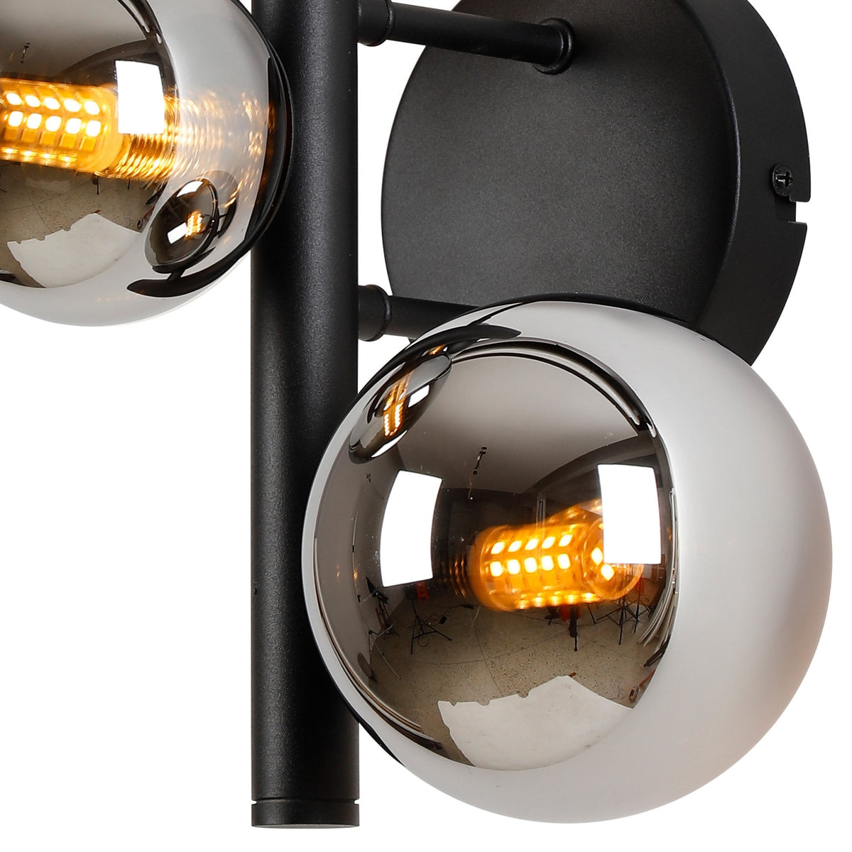 Lumiere Shute 3lt Wall Light in Satin Black & Chrome Plated Glass