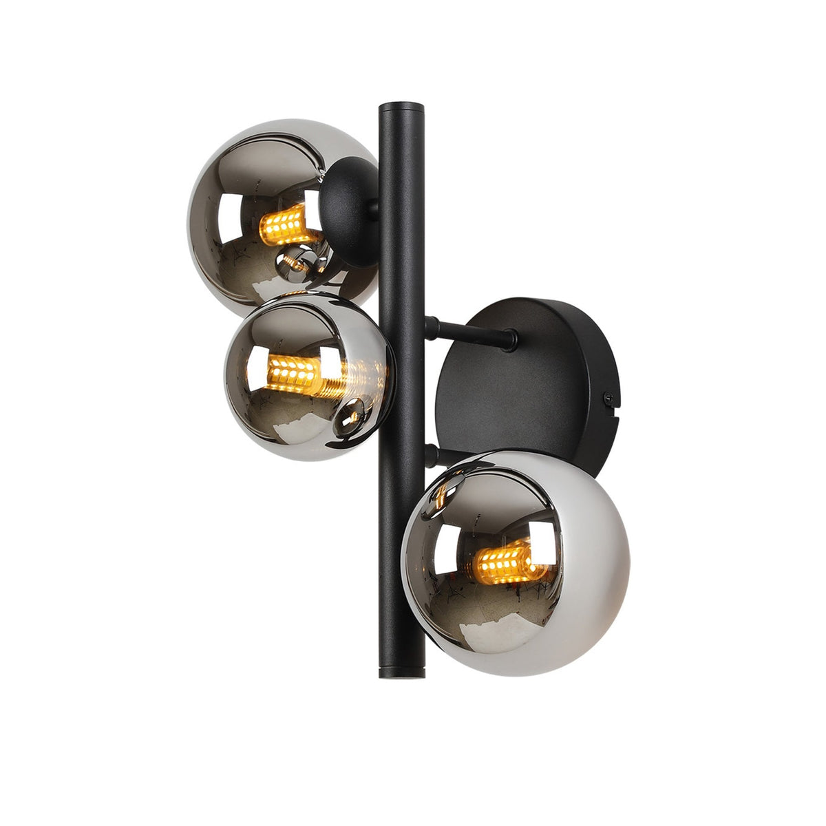 Lumiere Shute 3lt Wall Light in Satin Black & Chrome Plated Glass