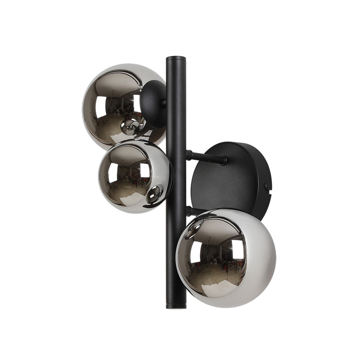 Shute 3lt Wall Light in Satin Black & Chrome Plated Glass