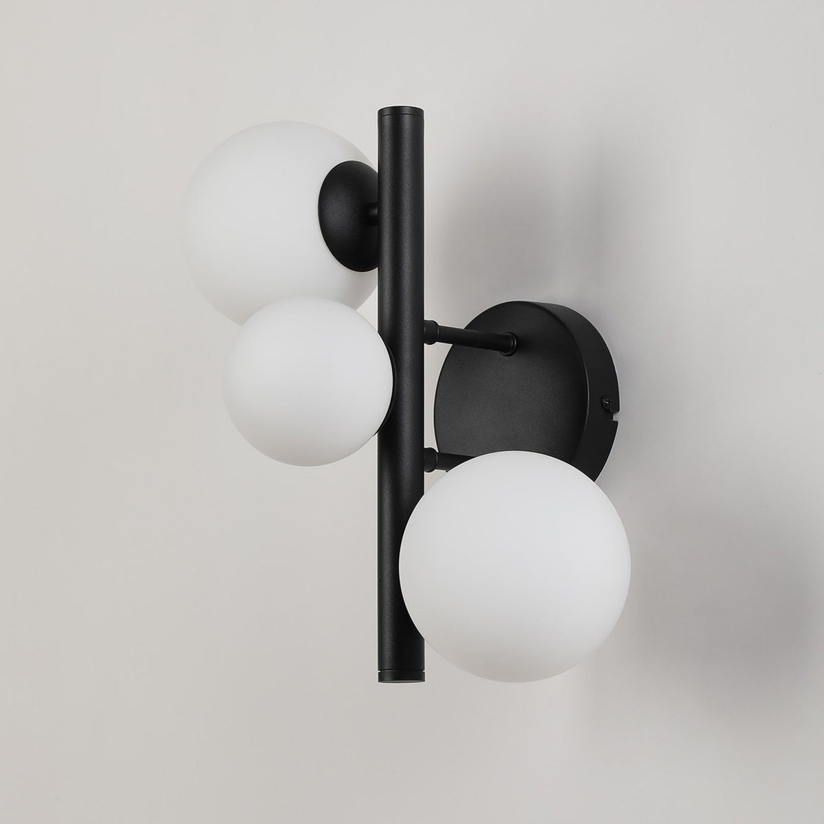Shute 3lt Wall Light in Satin Black & Opal Glass