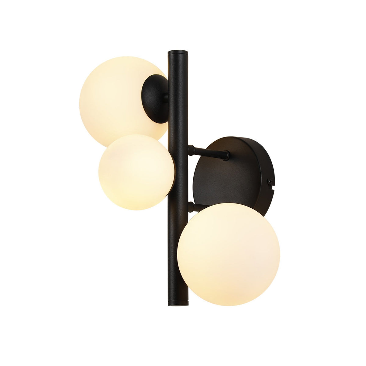 Shute 3lt Wall Light in Satin Black & Opal Glass