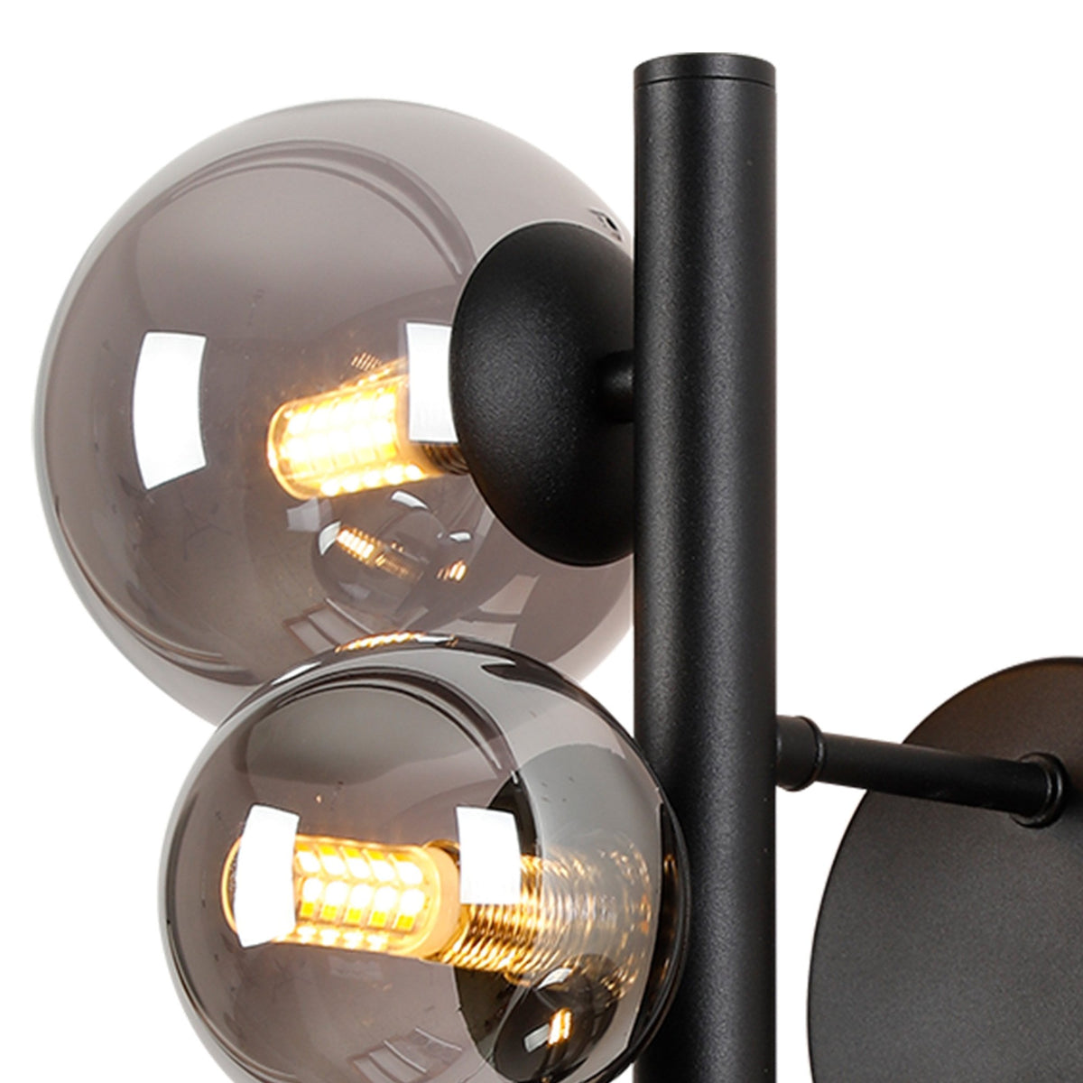 Shute 3lt Wall Light in Satin Black & Smoked Plated Glass