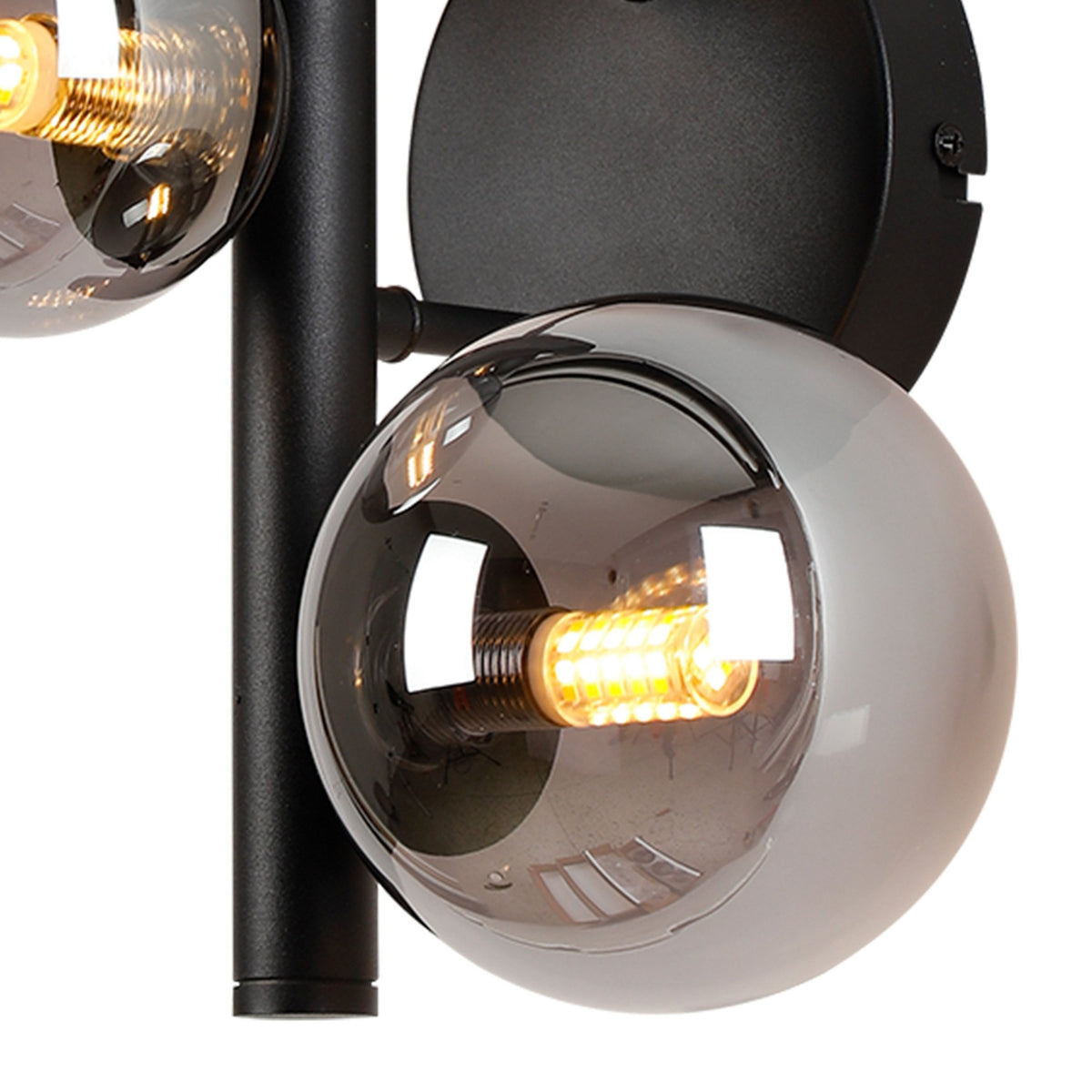 Shute 3lt Wall Light in Satin Black & Smoked Plated Glass