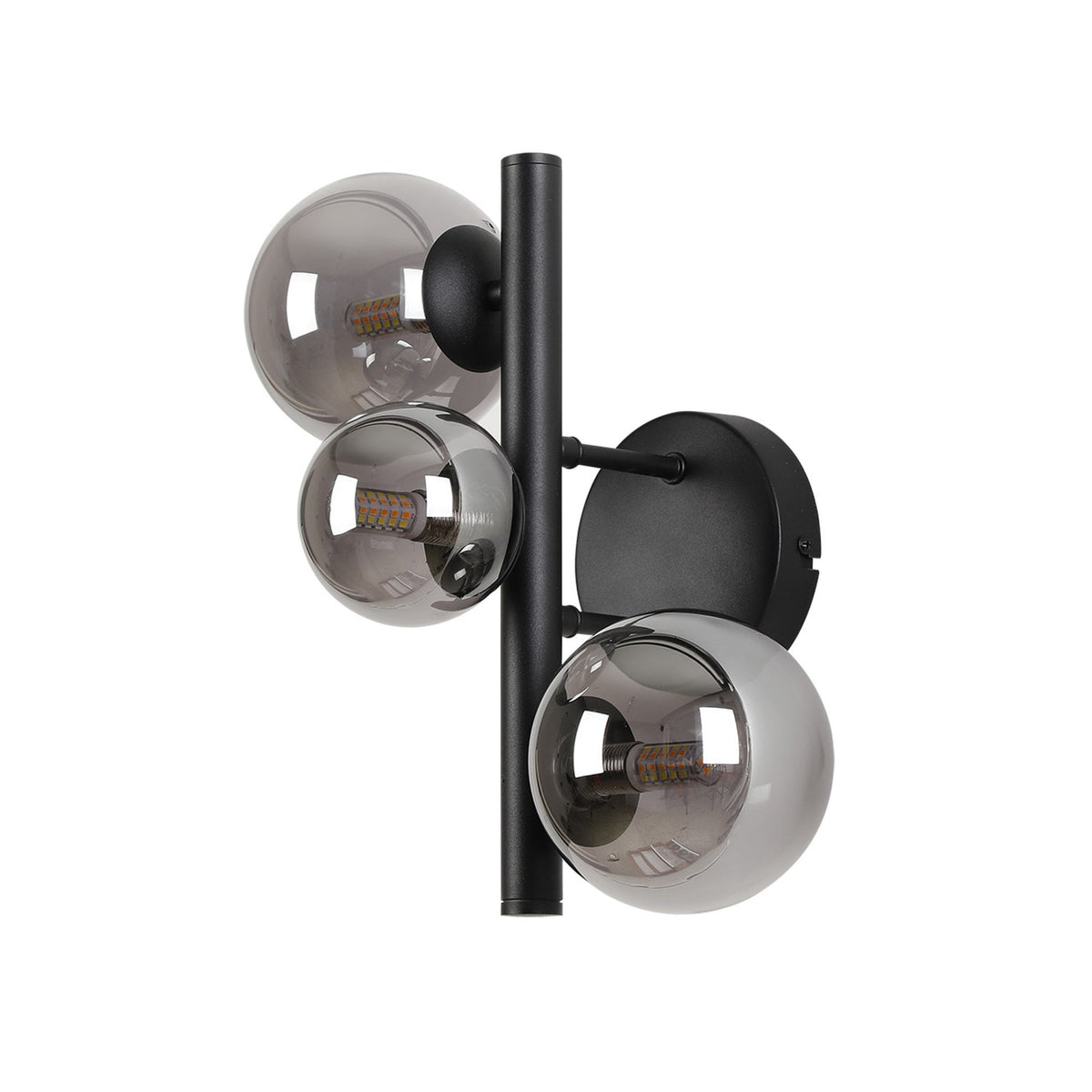Shute 3lt Wall Light in Satin Black & Smoked Plated Glass