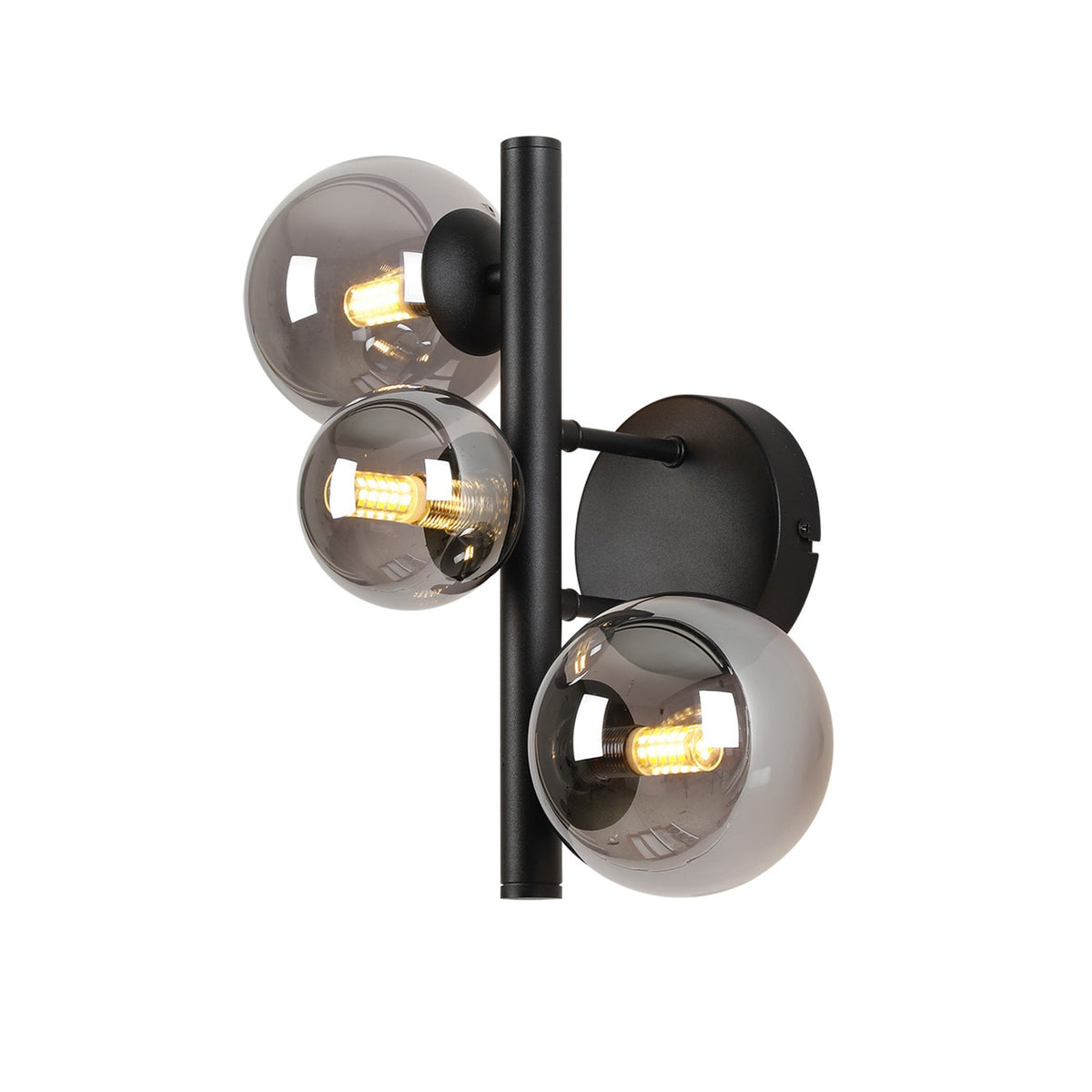 Shute 3lt Wall Light in Satin Black & Smoked Plated Glass