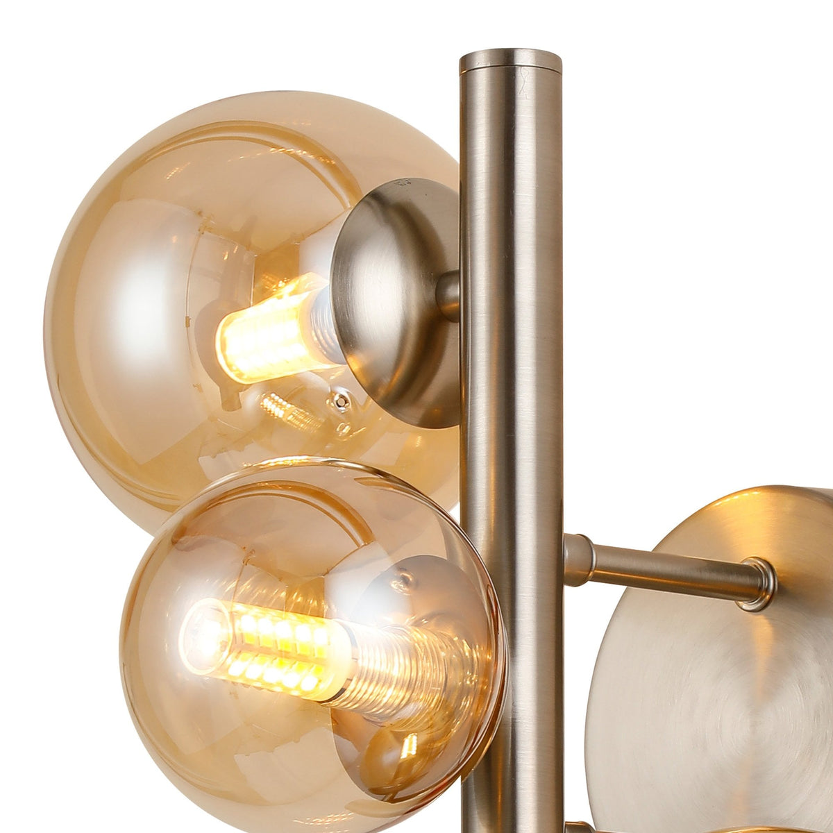 Shute 3lt Wall Light in Satin Nickel & Amber Plated Glass